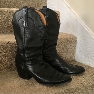 Tony Lama Black Cowboy Boots - like new!